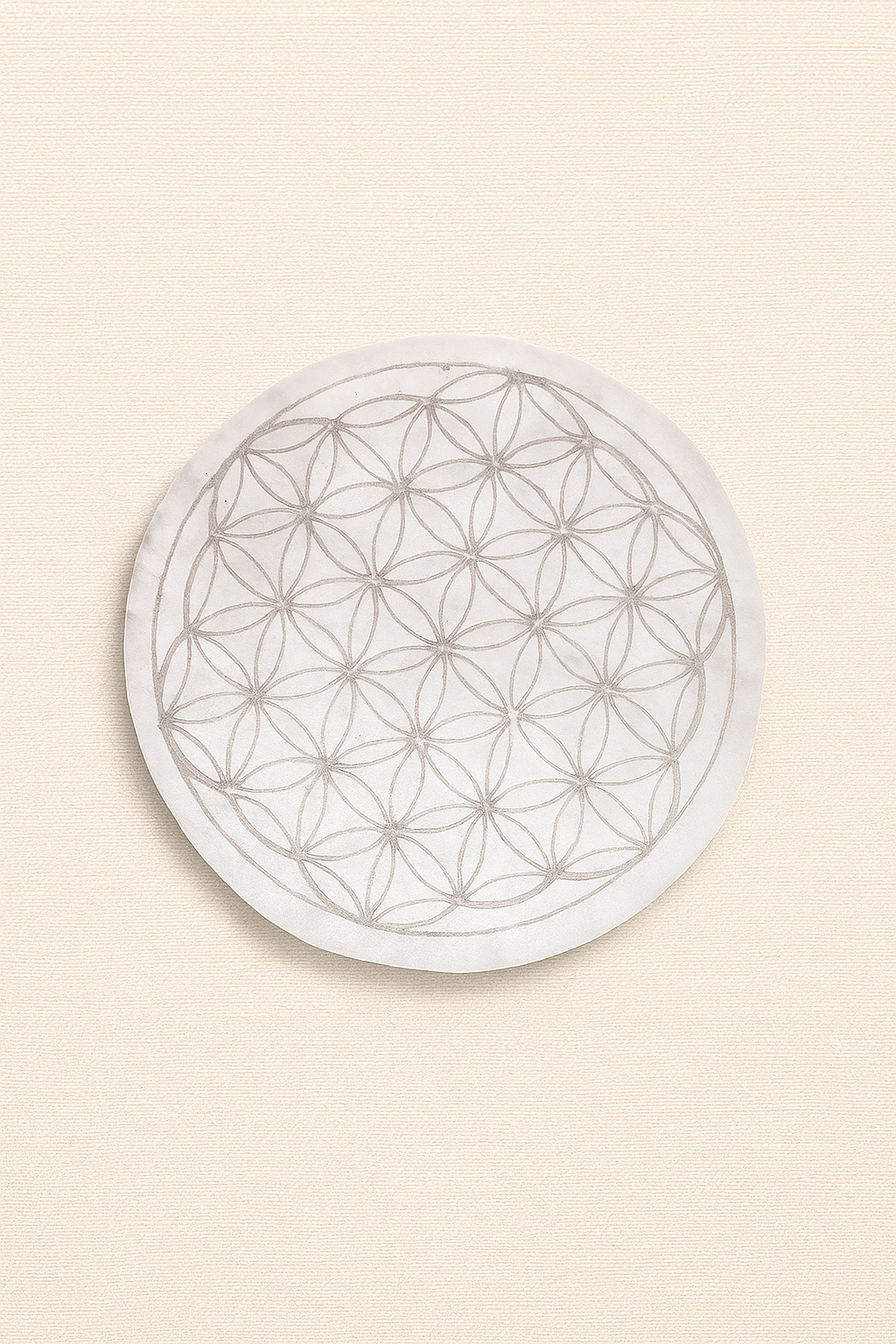 Placa Circular de Selenita Grabada (Varios diseños)
