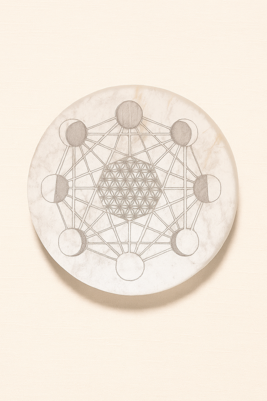 Placa Circular de Selenita Grabada (Varios diseños)