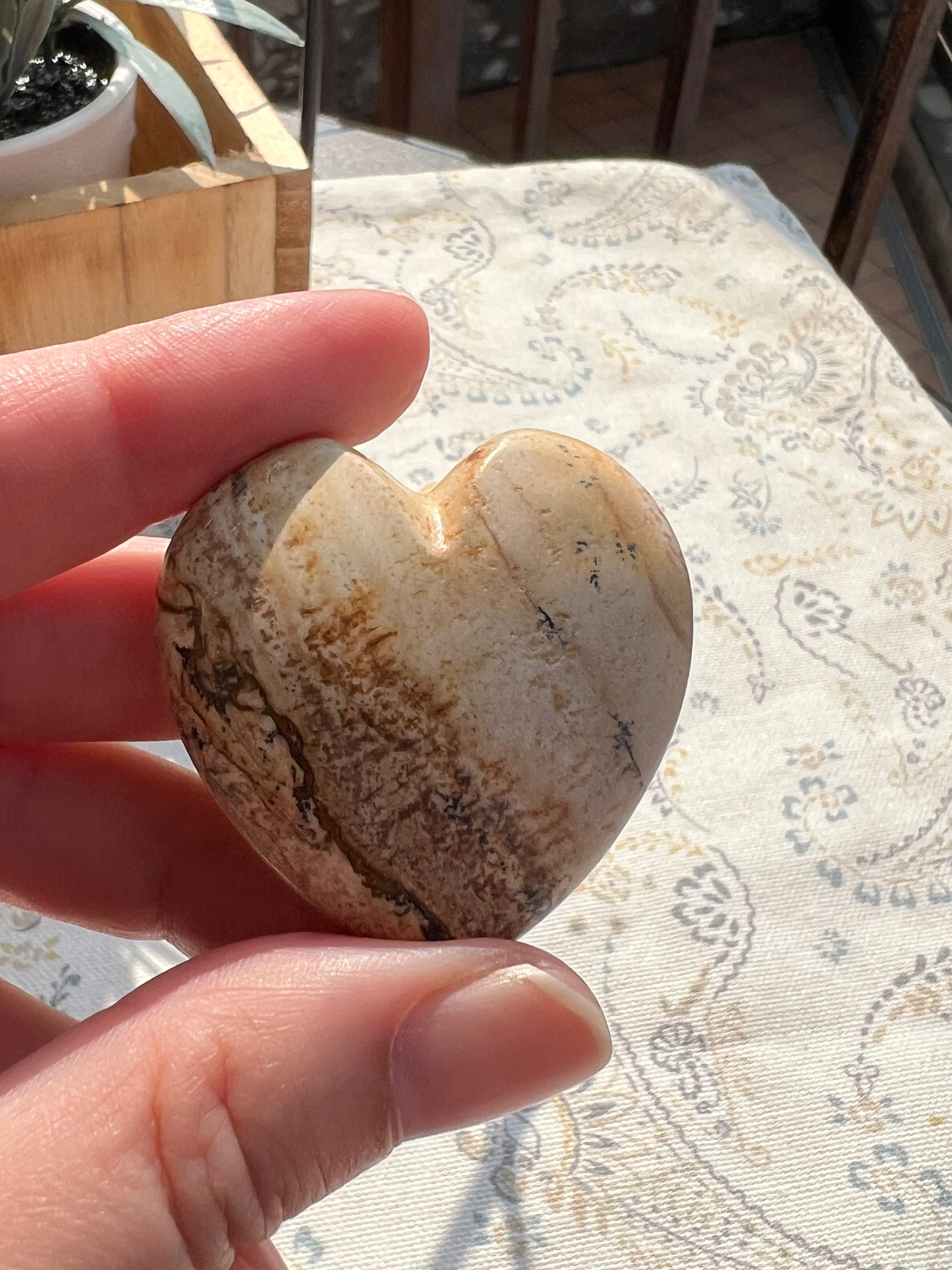 Corazón Plano de Jaspe Paisina - Amatena Cristales (vídeo al final)