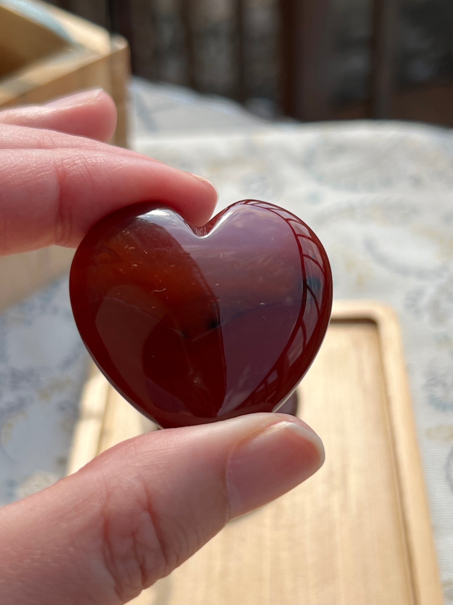 Corazón Plano de Jaspe Carneola - Amatena Cristales (vídeo al final)