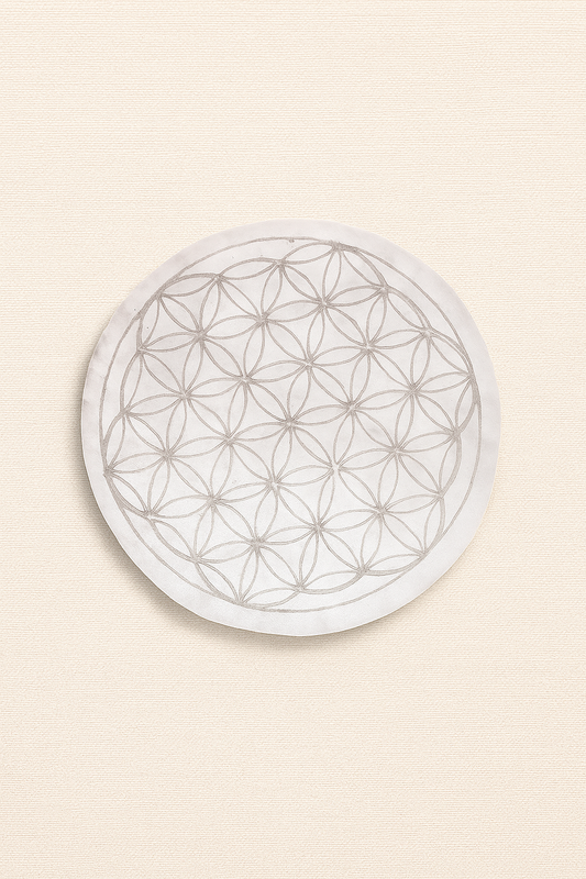 Placa Circular de Selenita Grabada (Varios diseños)